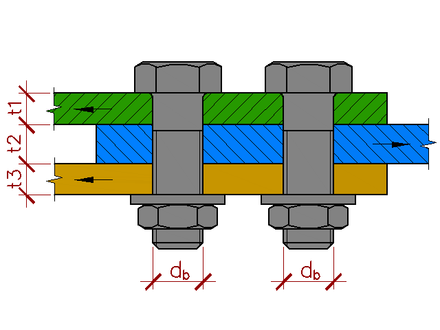 Болтовое соединение с двумя срезами