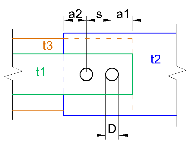 Болтовое соединение с тремя пластинами